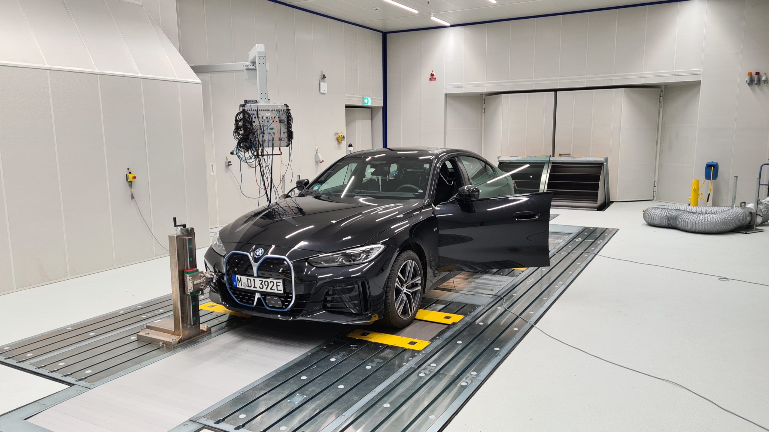 The BMW i4 in the NVH measurement lab at the Forschungsund Innovationszentrum of BMW Group AG in Munich